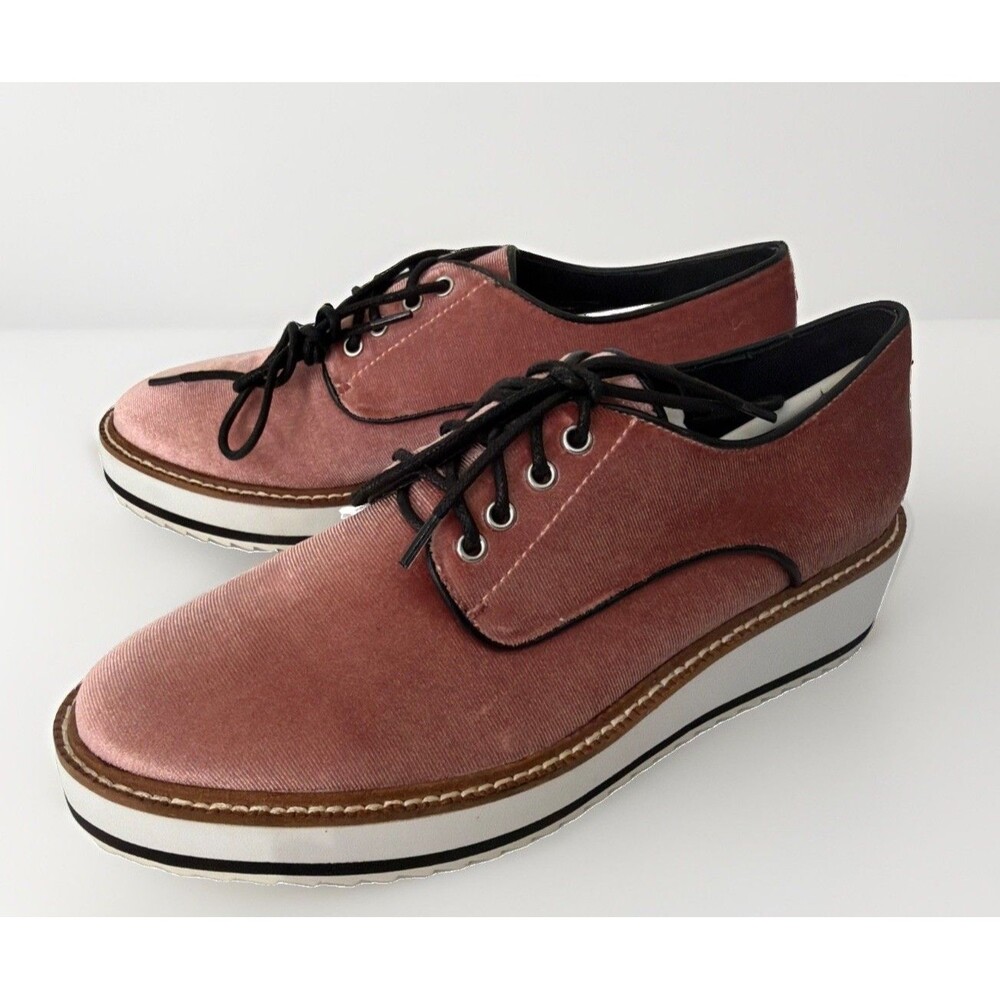 New Shellys Of London Fontain Platform Velvet Oxfords Old pink Sz 6.5 M